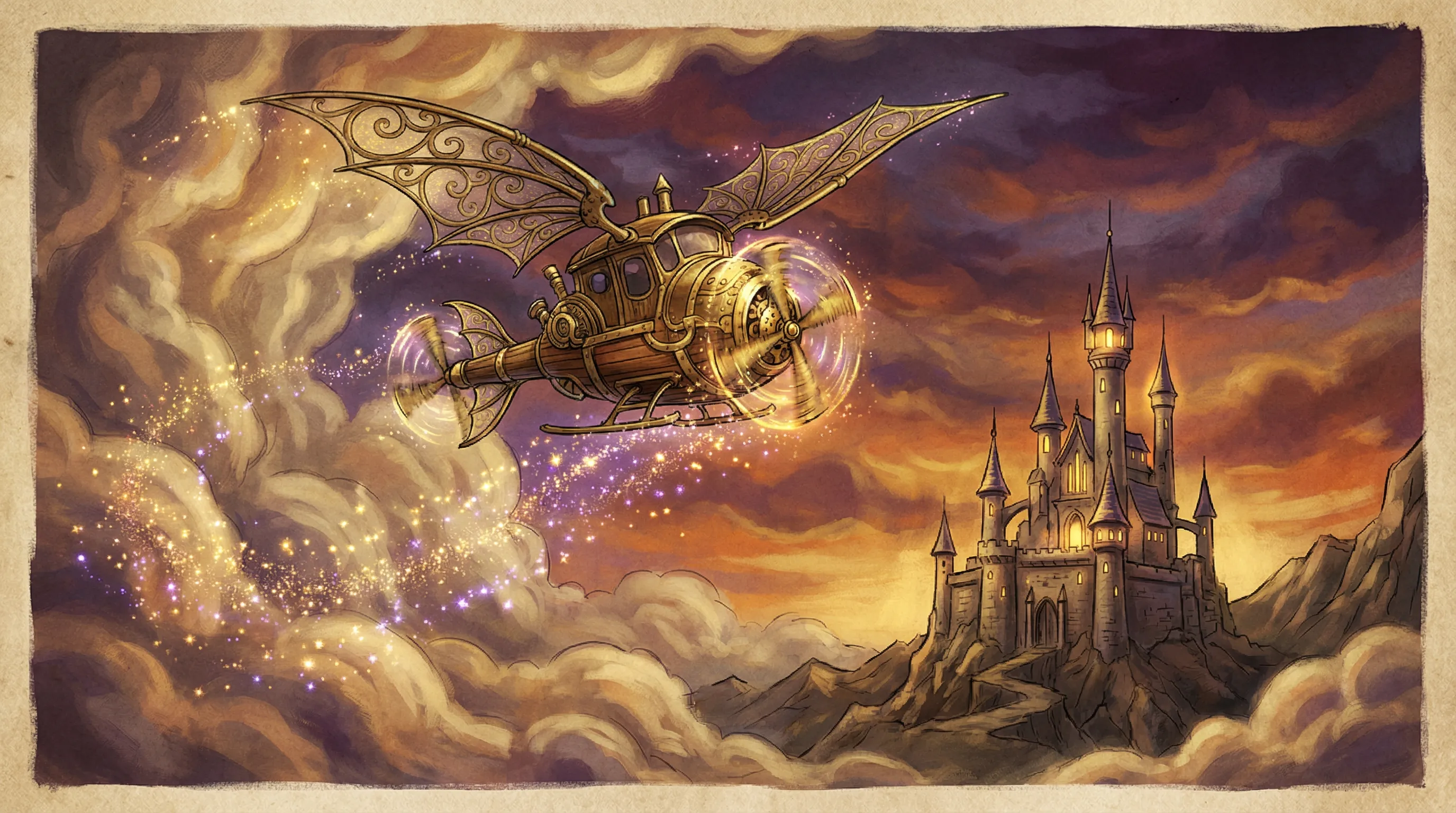 Avião mágico voando nas nuvens encantadas do Pixbet